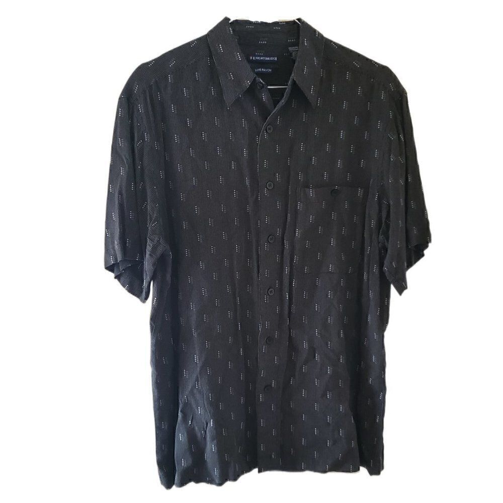 Knights Bridge Men's Gray Patterned Short Sleeve Button Down Shirt